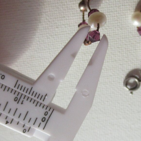 Amethyst & pearl bracelet, 925 Silver Clasp, Vintage, 7" - Picture 6 of 8